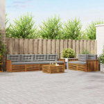 Lauko sofos komplektas 7 pcs Natūrali ir &scaron;viesiai pilka