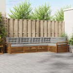 Lauko sofos komplektas 5 pcs Natūrali ir &scaron;viesiai pilka