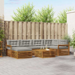 Lauko sofos komplektas 7 pcs Natūrali ir &scaron;viesiai pilka