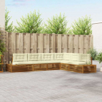 Lauko sofos komplektas 6 Vienetas Natūralus ir grietinėlė