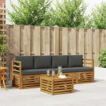 Sofų komplektai su pagalve 5 pcs Natūralus ir antracitas