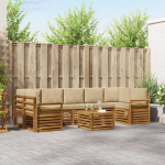 Lauko sofos komplektas su pagalve 8 pcs Natūralus ir bežinis