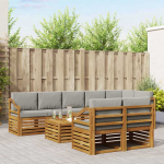 Sofų komplektai su pagalve 9 pcs Natūrali ir &scaron;viesiai pilka