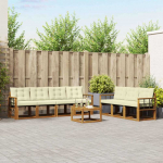 Lauko sofos komplektas su pagalve 8 pcs Natūralus ir grietinėlė