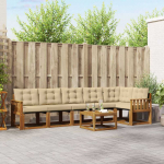 Lauko sofos komplektas su pagalve 7 pcs Natūralus ir bežinis