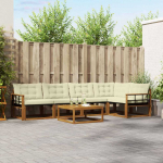 Lauko sofos komplektas su pagalve 6 pcs Natūralus ir grietinėlė