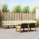 Lauko sofos komplektas su pagalve 8 pcs Natūralus ir grietinėlė