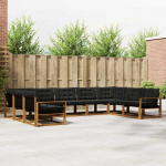 Lauko sofos komplektas su pagalve 9 pcs Natūrali ir juoda