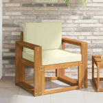 Lauko sofa Tvirta akacijos mediena ir poliesteris Natūrali