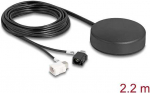 Delock 4G GNSS Antenne 1 x FAKRA A + 1 x FAKRA B Buchse 2 dBi / 28 dB 2,2 m RG-174 omnidirektional Dachmontage juodas outdoor