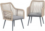 Aosom Sodo kėdžių komplektas 54x65x80 cm &scaron;viesiai pilkas metalinis rėmas