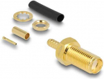 Delock SMA Buchse zum Crimpen RG-174 / RG-316 mit passendem Schrumpfschlauch