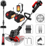 Akumuliatorinė krūmapjovė su 2 akumuliatoriais