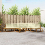 Lauko sofos komplektas 7 Vienetas Natūralus ir grietinėlė