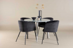 Venture Design Valgomojo komplektas Plaza valgomojo stalas su Berit kėdėmis 100 cm pilkas ir juodas MDF