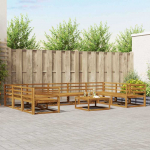 Lauko sofos komplektas 10 pcs Natūrali Kietos akacijos mediena