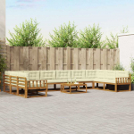 Lauko sofos komplektas 11 pcs Natūralus ir grietinėlė