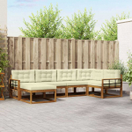 Lauko sofos komplektas su pagalve 6 pcs Natūralus ir grietinėlė