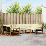 Lauko sofos komplektas su pagalve 6 pcs Natūralus ir grietinėlė