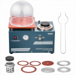 Vakuumo liejimo ma&scaron;ina papuo&scaron;alų gamybai, su 290W galia ir 3 CFM siurbliu, vakuumo gaubtas, tikslus manometras, papuo&scaron;alų liejimo įranga, metalo liejimo staklės