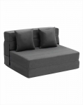 Sulankstoma sofa-lova, &bdquo;trys viename&ldquo; transformuojamas miegamasis fotelis su 2 pagalvėmis ir plaunamu užvalkalu, 25D atminties putų futonas svetainei ir miegamajam, tamsiai pilka, svečių lova