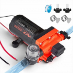Vandens siurblys kemperiams ir jachtoms, 12V DC 22.7 L/min 4 kamerų savaime užsipildantis diafragminis siurblys su automatiniu slėgio jungikliu, 4.83 bar vandens pompa sodo laistymui