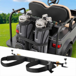 Golfo vežimėlio krep&scaron;io laikiklis, reguliuojamas lazdų laikiklis galinei sėdynei, nerūdijantis laikiklis be gręžimo, suderinamas su 2+2 vežimėliu, plataus pritaikymo krep&scaron;io atrama