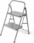 Kleeneze dviejų pakopų sulankstoma plieninė buitinė kopėčių pakyla 80 cm, apkrova 150 kg, rožinė pilka