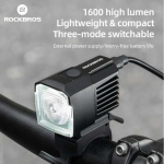 RockBros priekinė dviračio lempa 1600 lm juoda