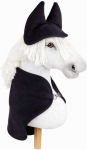 Žaislinio arkliuko komplektas vaikams su fliso pledais ir ausinėmis, juodas