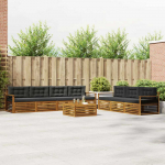 Lauko sofos komplektas su pagalve 8 pcs Natūralus ir antracitas