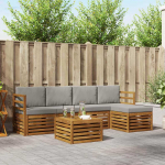 Lauko sofos komplektas 6 pcs Natūrali ir &scaron;viesiai pilka