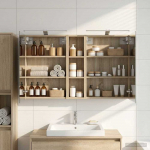 Vonios spintos komplektas su lentyna 3 pcs 120 x 14,5 x 70 cm