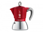 Bialetti Moka Induktion, Moka pot, 0.28 L, Raudona, Nerūdijantis plienas, Aliuminio, Nerūdijantis plienas, 6 cups, 1 pc(s)