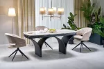 ALTER oval table, beige marble / juodas