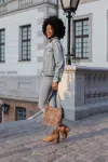 Torebka sk&oacute;rzana zamszowa CROCO listonoszka 2 paski taupe Beltimore W13
