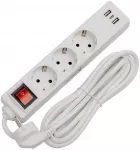 Maitinimo juosta FIESTA EXTENSION CORD LISTWA ZASILAJĄCA 10A 3 lizdai 2xUSB-A 1xUSB-C 3 m SCHUKO balta [46319]