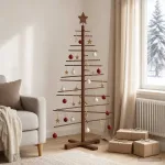 Medinė Kalėdų eglutė 125 cm Bambukas ir pu&scaron;ies medienos masyvas