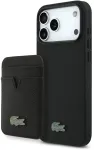 Lacoste Iconic Petit Pique MagSafe dėklas + piniginė, skirta iPhone 18 Pro Max, juoda
