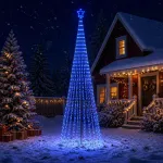 LED Kalėdų medis 400 cm 1028 LED Mėlyna Plienas Juoda