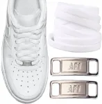 Balti rai&scaron;teliai 140 cm ir sidabrinės sagtys Nike Air Force 1 Af1 batams
