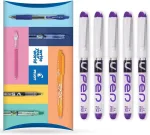 Pilot Pen Pilot V Pen - i&scaron;trinamas vienkartinis plunksnakotis - 0,6 mm galiukas - vidutinė linija - 5 vnt. piniginė - violetinis ra&scaron;alas