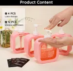 Segbeauty dozatorius su pompa, 4 vnt., 500 ml du&scaron;o želė dozatorius, indų ploviklio dozatorius, plastikinis muilo dozatorius, &scaron;ampūno dozatorius, du&scaron;o želė talpykla, virtuvės kriauklės dozatorius su etiketėmis, muilas