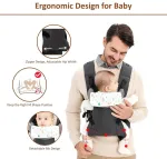 Iulonee ne&scaron;yklė kūdikiams, ergonomi&scaron;ka ne&scaron;yklė su nuimamu seilinuku, ne&scaron;iojimas priekyje ir nugaroje, kūdikio ne&scaron;yklė vaikams, 3-36 mėn. (3-15 kg), pilka