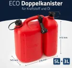 Dvigubas bakelis degalams ir alyvai 5.5 + 3l, raudonas
