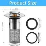 Bubuny kriauklės kam&scaron;tis, kanalizacijos kam&scaron;tis su sieteliu 34&ndash;40 mm kanalizacijai, universalus pop-up kanalizacijos sietelis, kriauklė vonios kambariui, virtuvei, praustuvui