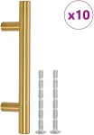 Spintelės rankenėlės, 10vnt., auksinės, atstumas tarp skylių 64 mm bendras ilgis 100 mm, nerūdijantis plienas