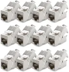 Deleycon 12x Cat 8 keystone lizdo modulis, tinklo kabelis, idealus Cat8 Cat7 Cat7a instaliaciniam kabeliui, Stp ekranavimas, Rj45 lizdas, tinklo patch panelis, keystone laikiklio prailginimas