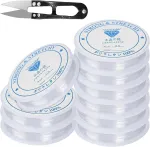 9 ritės elastinė juosta apyrankėms, 0,8 mm skaidrus elastinis siūlas apyrankėms, skaidrus juvelyrinis siūlas, nailono virvelė, elastinė juosta "pasidaryk pats" papuo&scaron;alams, apyrankių gamybai ir dizainui