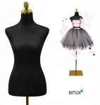 Siuvimo manekenas, torso ekspozicinis su auksine kojele, juodas, eleganti&scaron;kas Bituxx (Ekspozicinė prekė)